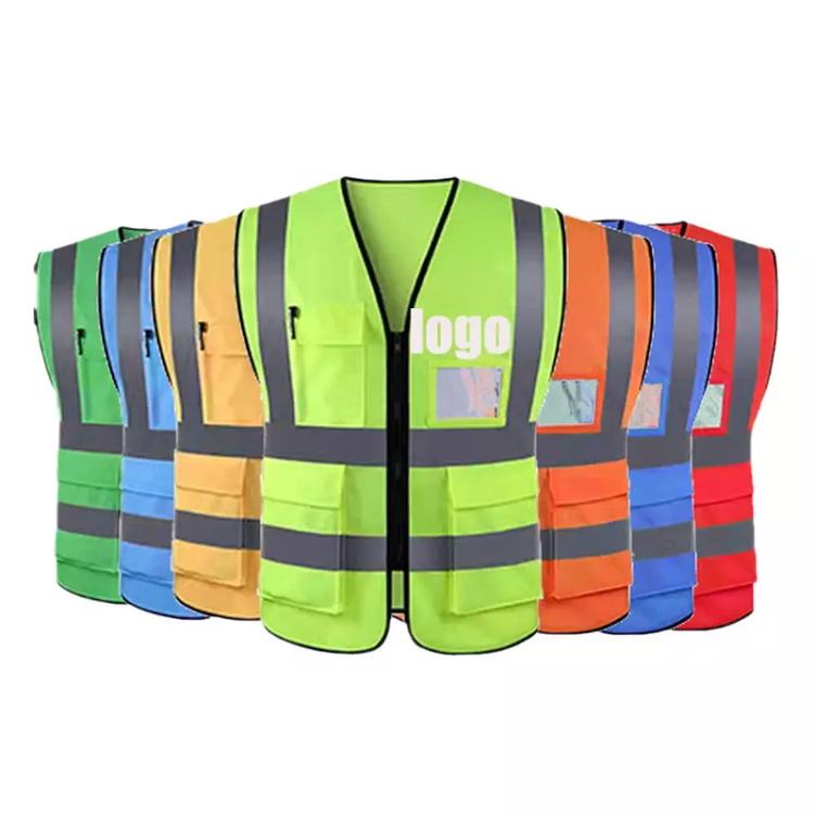 Improvment Sports Customized Black Reflective Safety Vest Company Logo With Pockets Custom Color Fluorescent Visibility Work Class 2 Safety Vest
